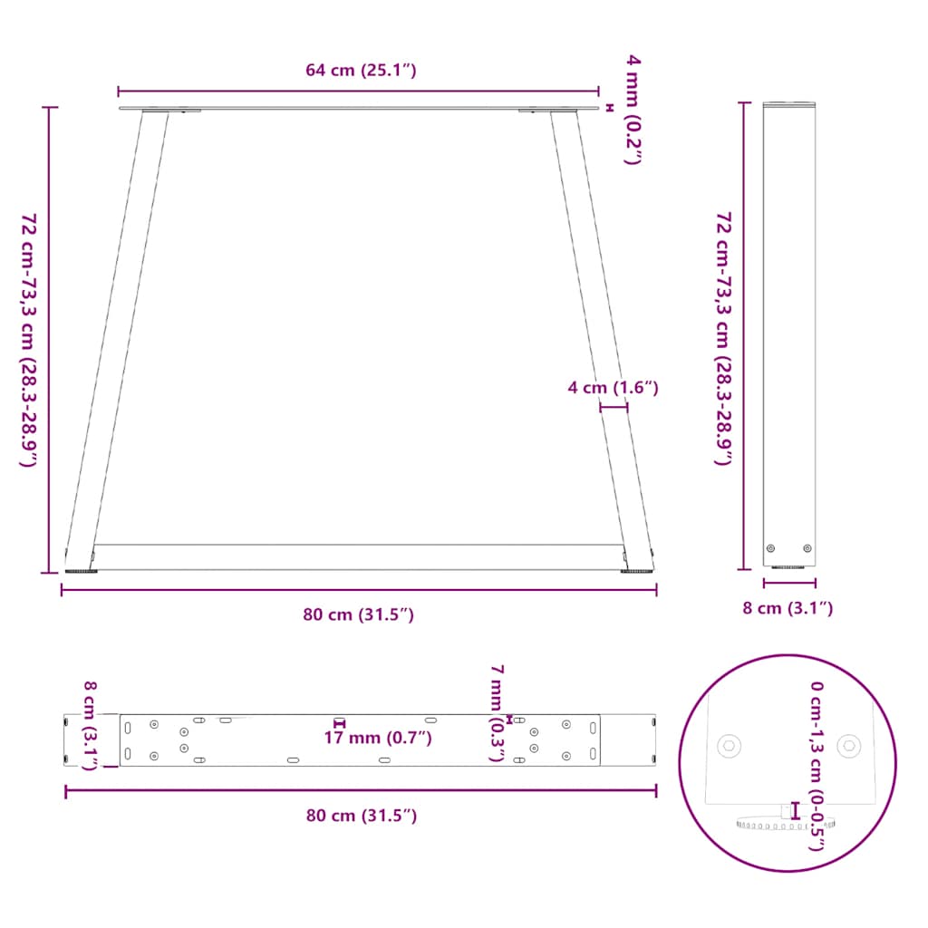 Couchtischbeine V-Form 2 Stück Schwarz 30x(30-31,3) cm Stahl