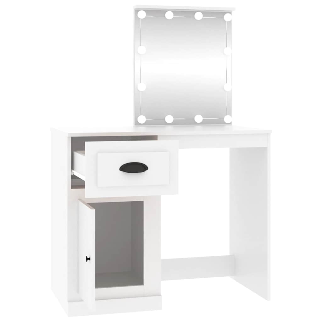 Schminktisch mit Spiegel Weiß 90x50x132,5 cm Holzwerkstoff