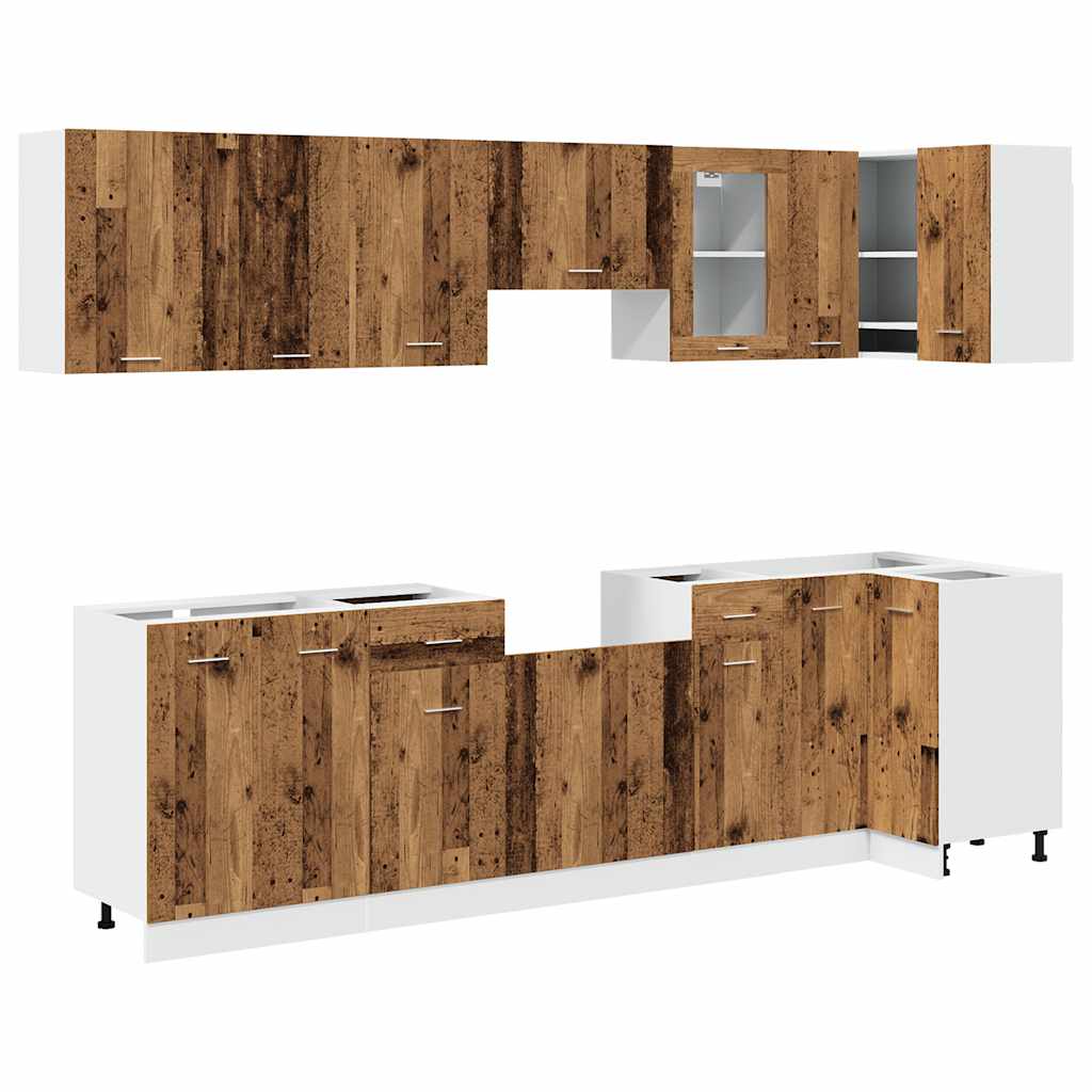 11-tlg. Küchenschrank-Set Lyon Altholz-Optik Holzwerkstoff