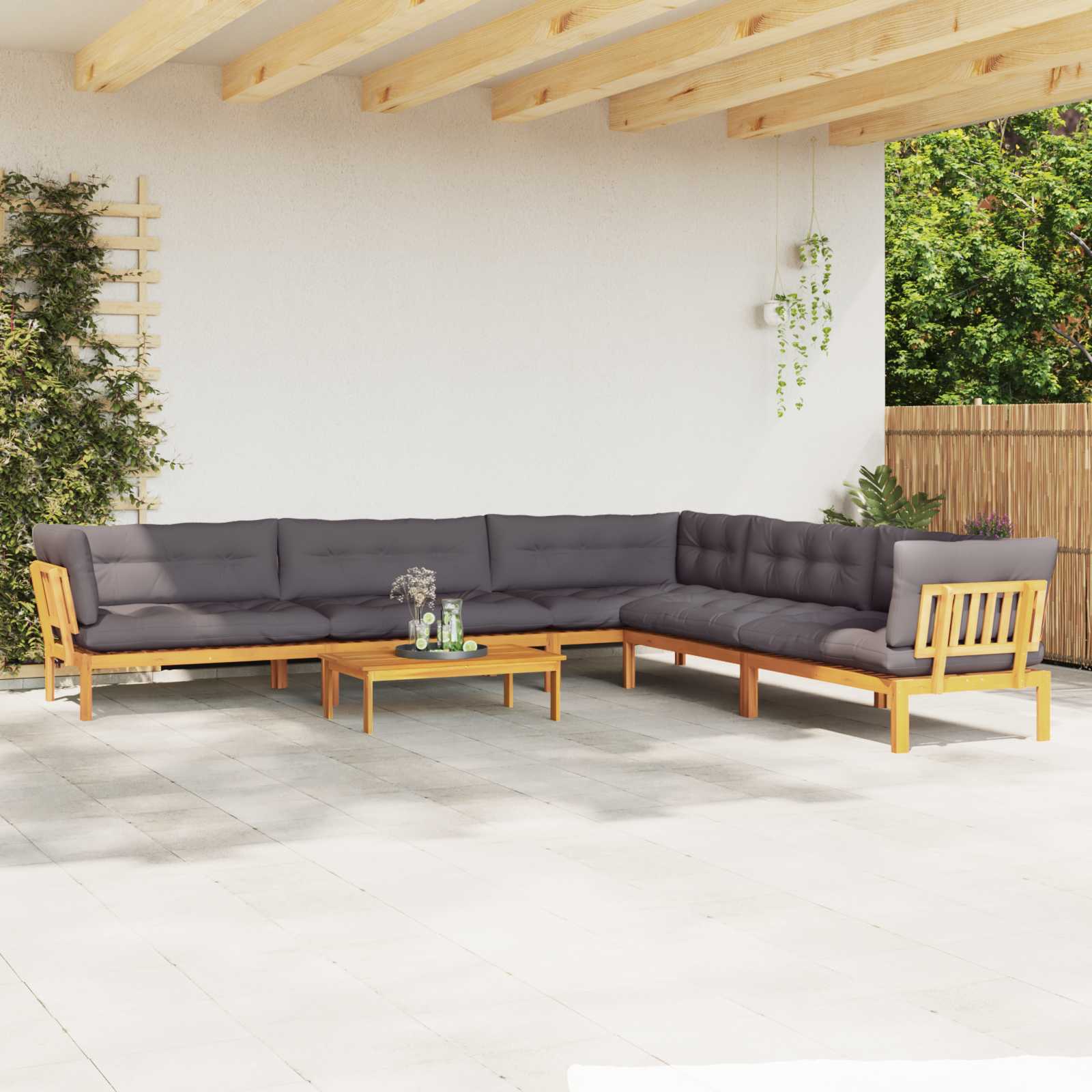 3-tlg. Garten-Sofagarnitur aus Paletten Massivholz Akazie