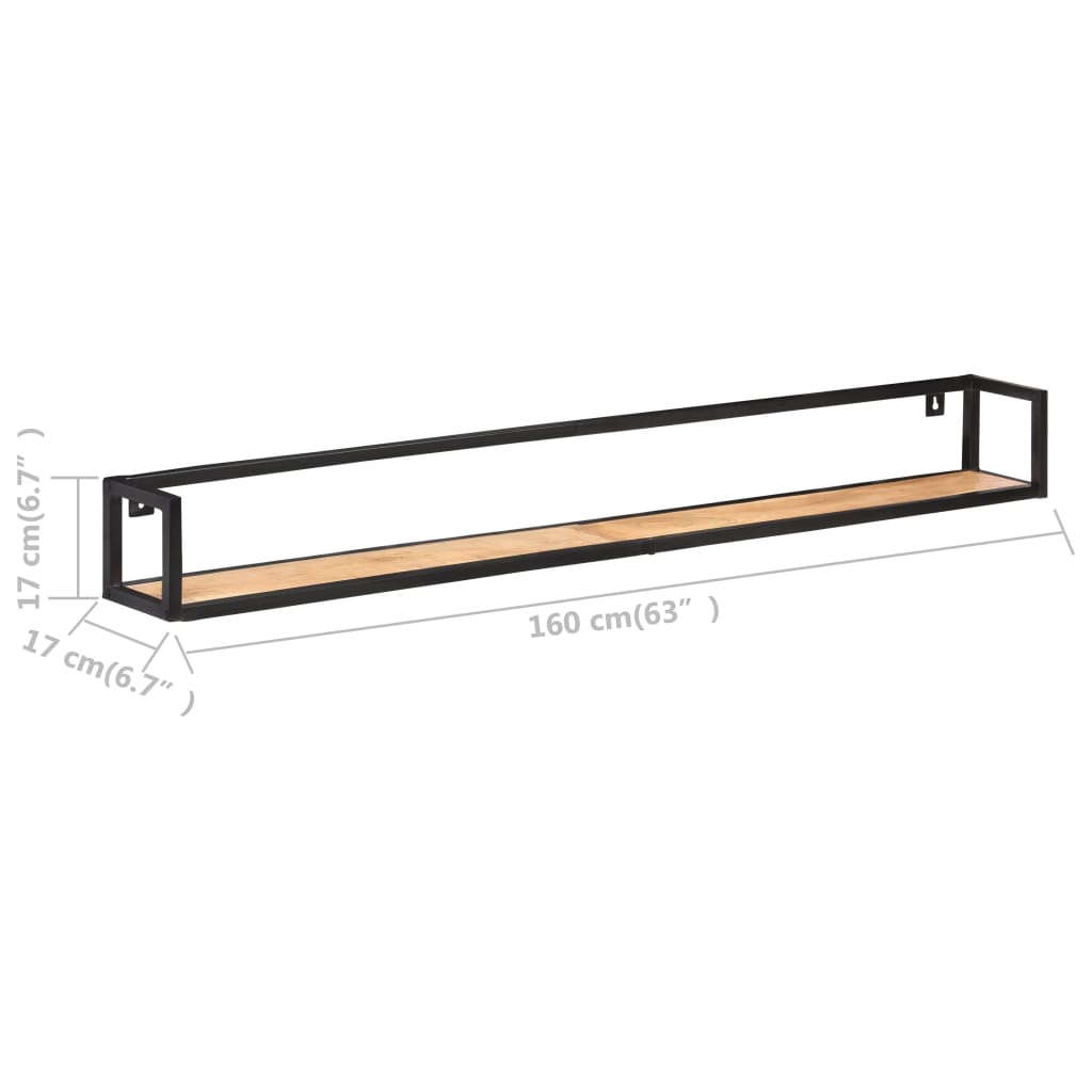 Wandregale 2 Stk. 120 cm Raues Mangoholz