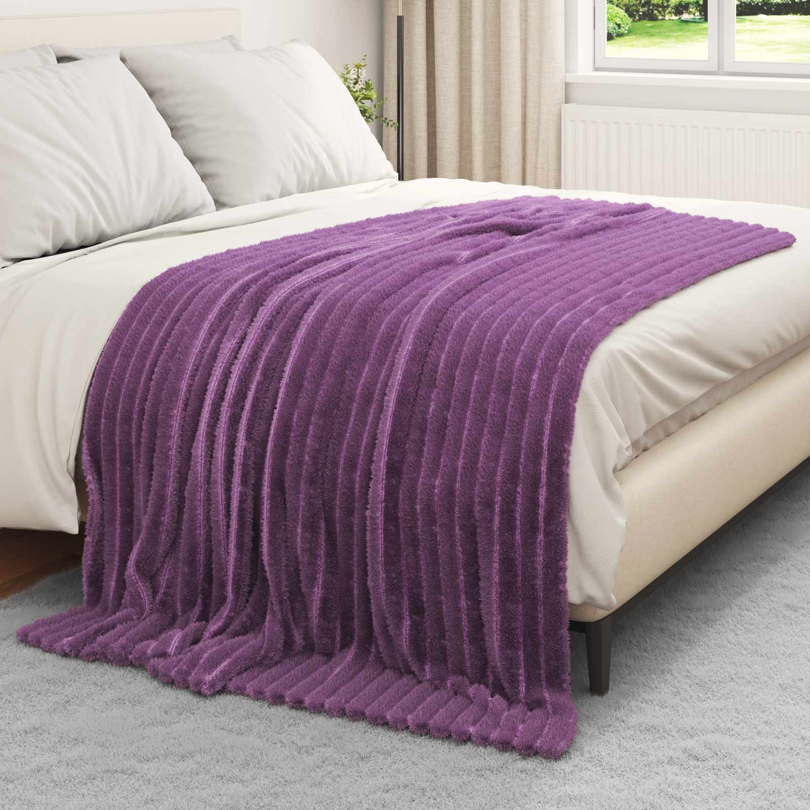 Überwurfdecke Beige 150 x 130 cm Fleece
