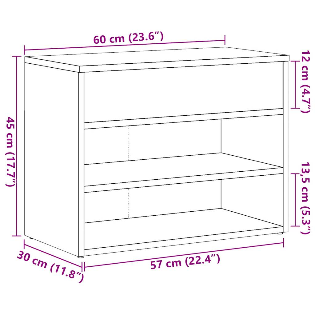 Schuhbank Weiß 60x30x45 cm Holzwerkstoff