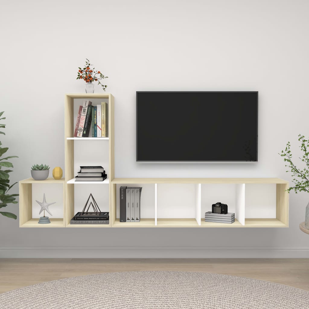 3-tlg. TV-Schrank-Set Grau Holzwerkstoff