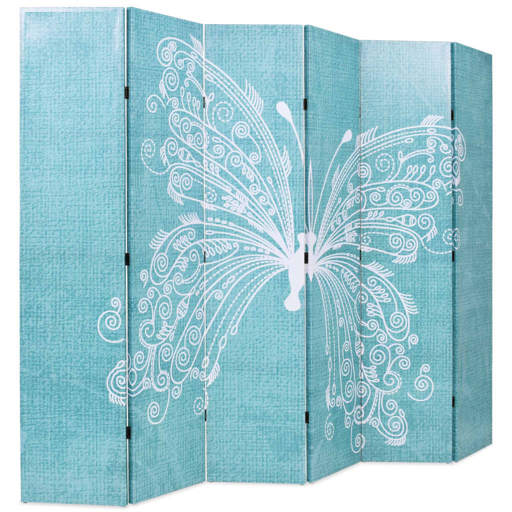 Raumteiler klappbar 120 x 170 cm Schmetterling Blau