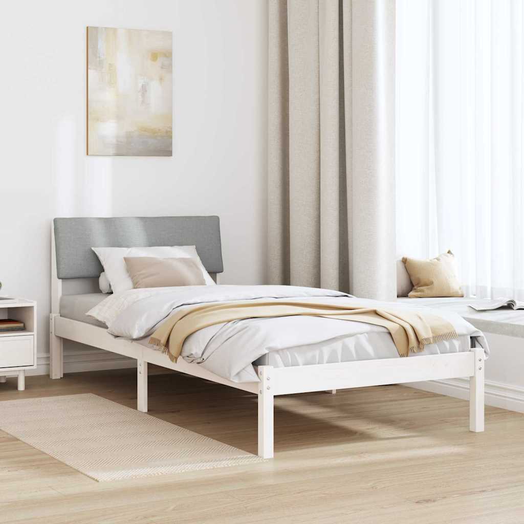 Bettgestell Braun und hellgrau 200 x 200 cm Massivholz Kiefer