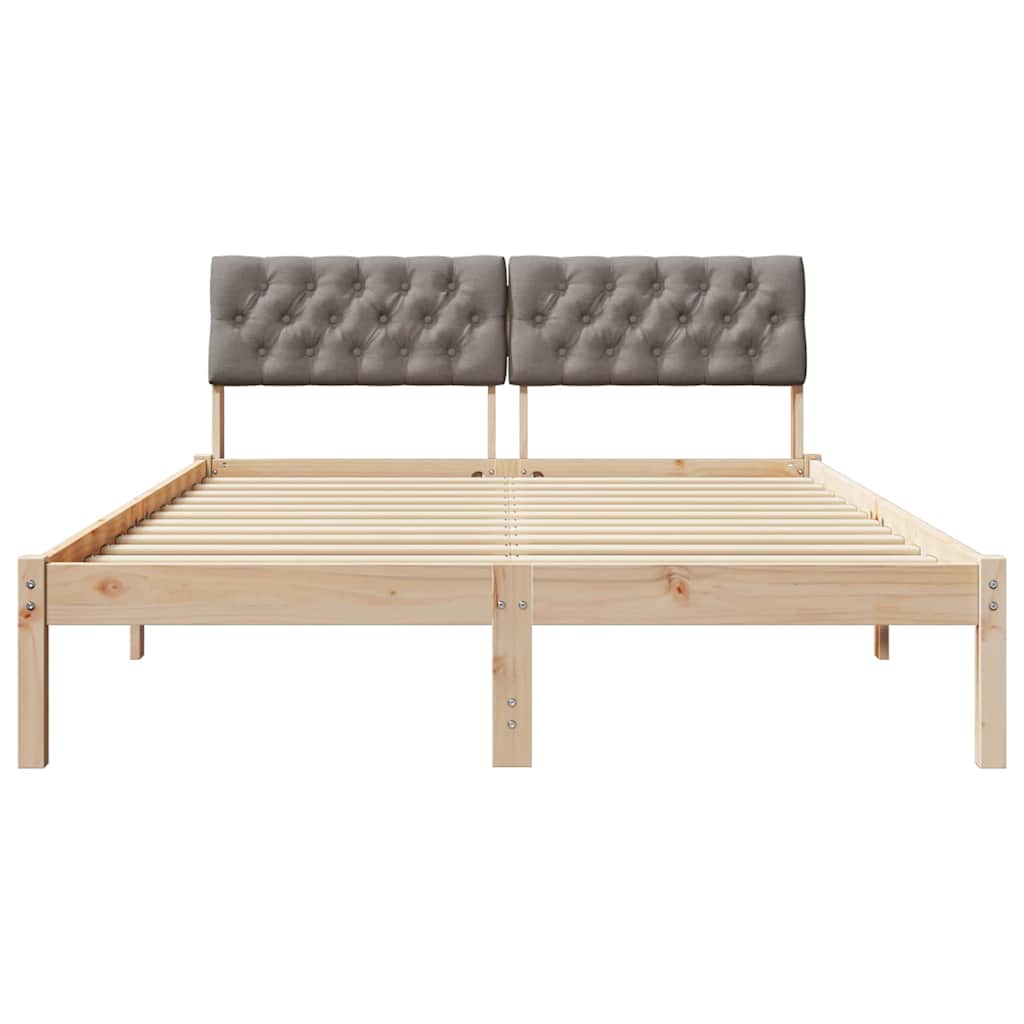 Bettgestell Braun und hellgrau 200 x 200 cm Massivholz Kiefer