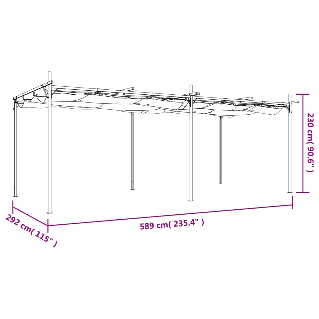 Pergola mit Schiebedach Creme 295x292x230 cm