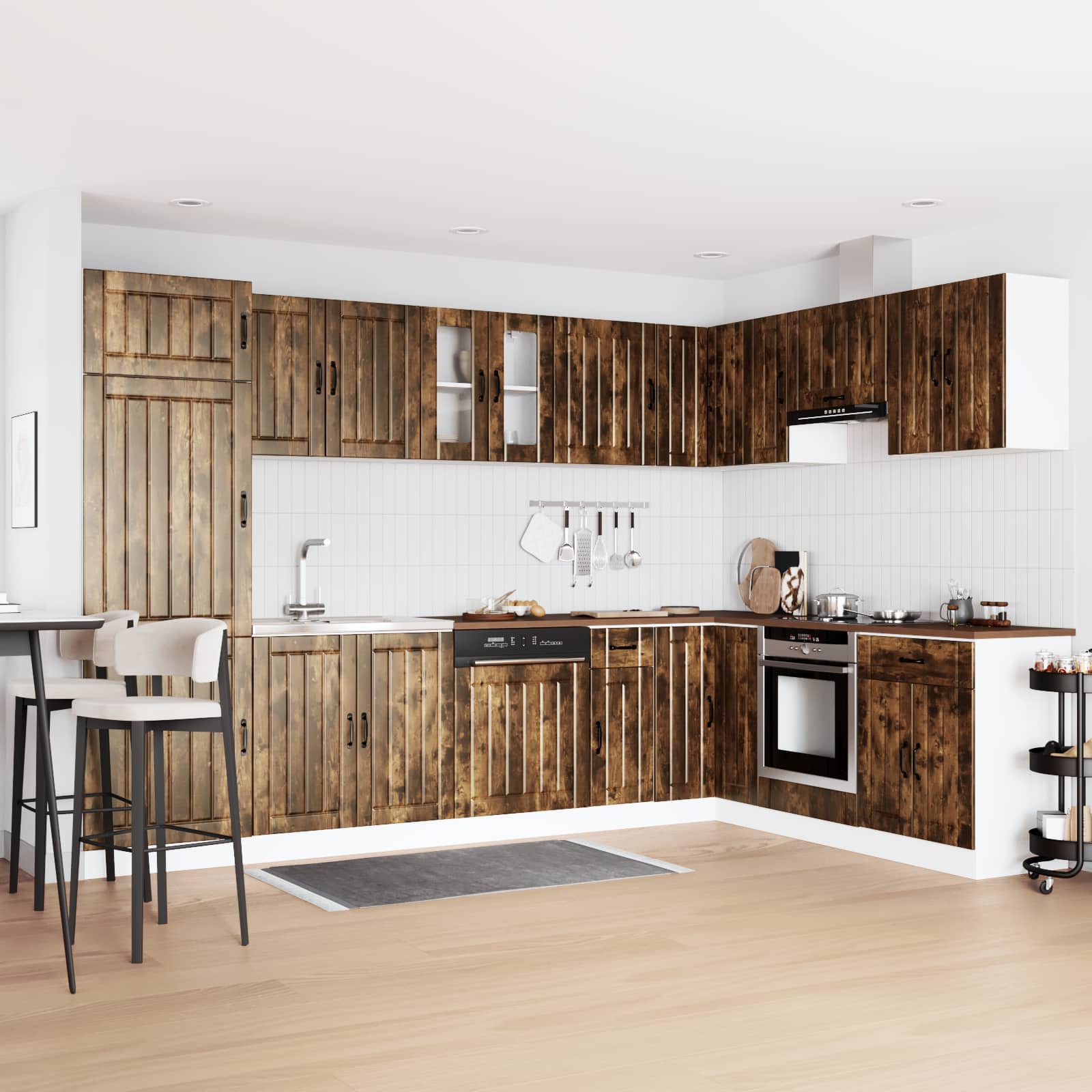 Waschbecken-Unterschrank mit Tür Lucca 2 pcs Weiß Holzwerkstoff