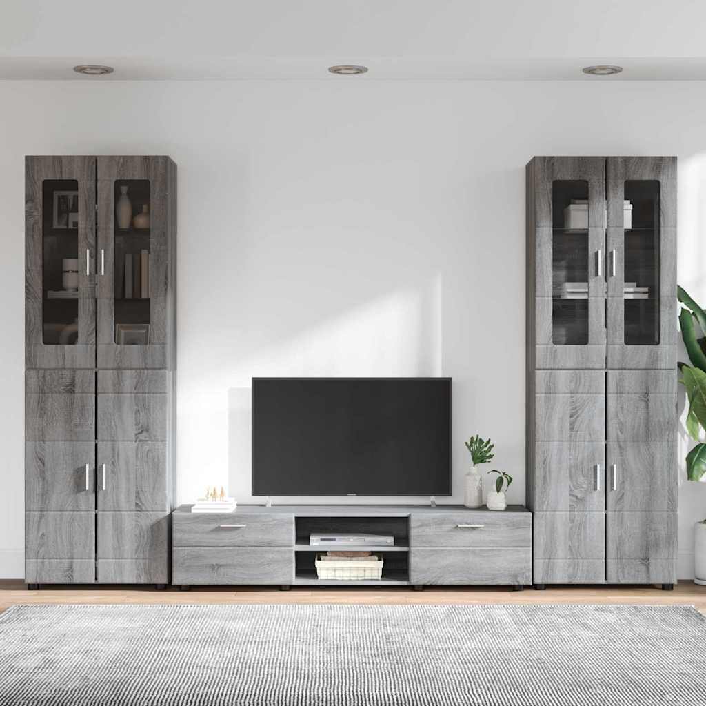 Highboard mit Regal FLORIN Weiß 60 x 35 x 182 cm Holzwerkstoff