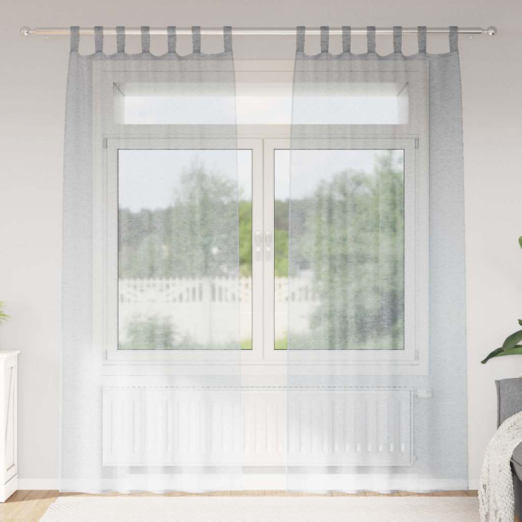 Voile-Vorhang mit Vorhängen 2 pcs Weiß 140 x 140 cm Polyester