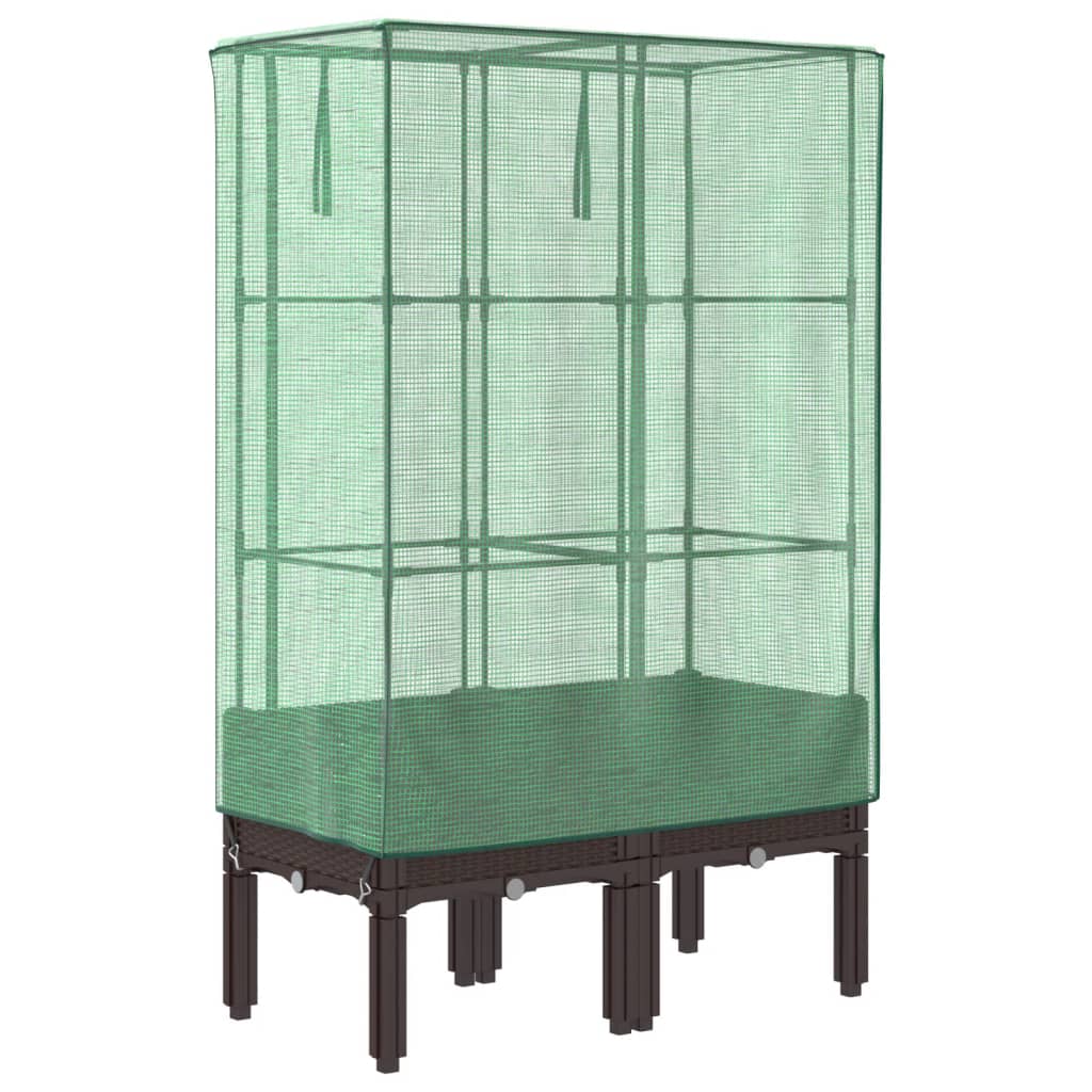 Hochbeet mit Gewächshaus-Aufsatz Rattan-Optik 40x40x140 cm