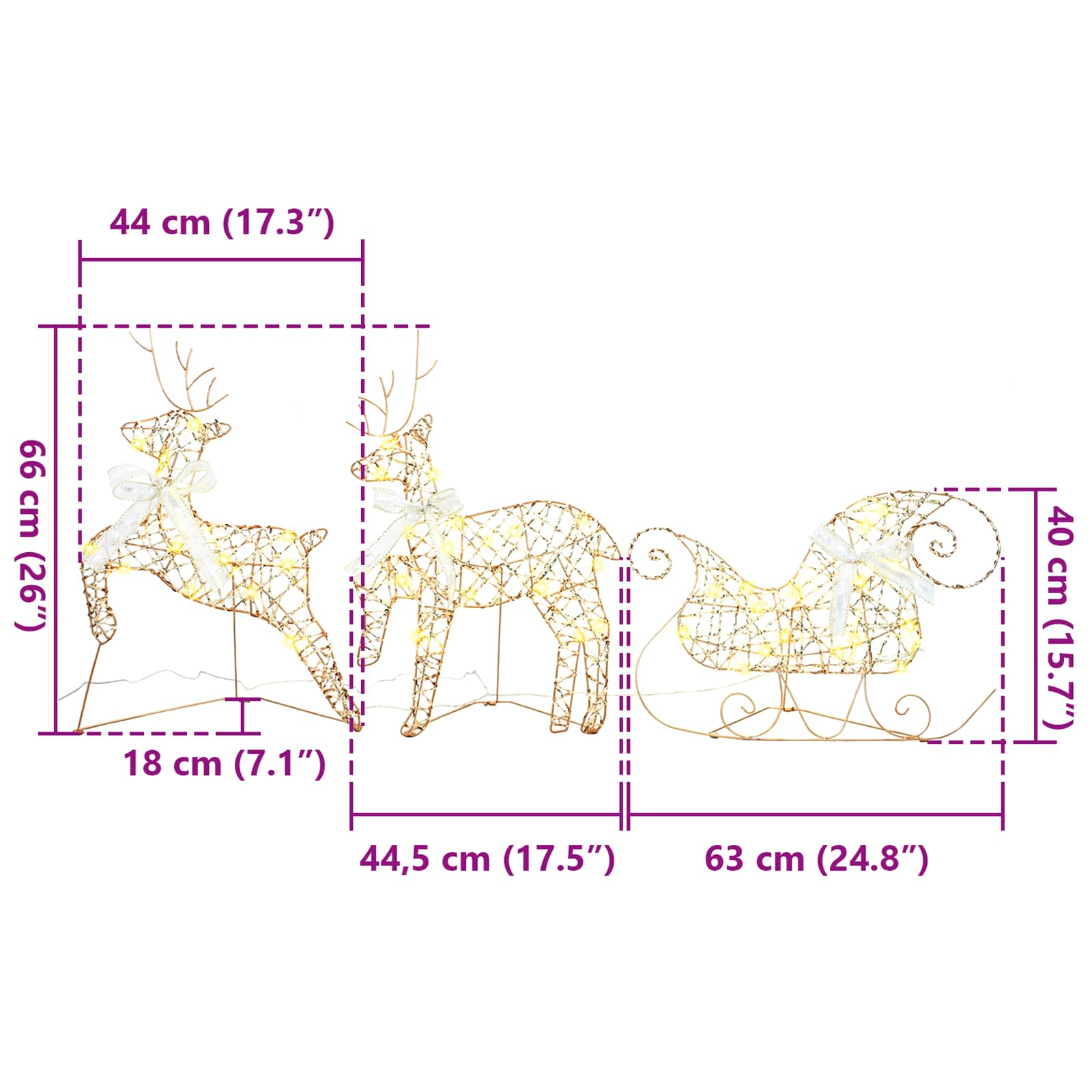 LED Rentiere 5 pcs Gold Stoff