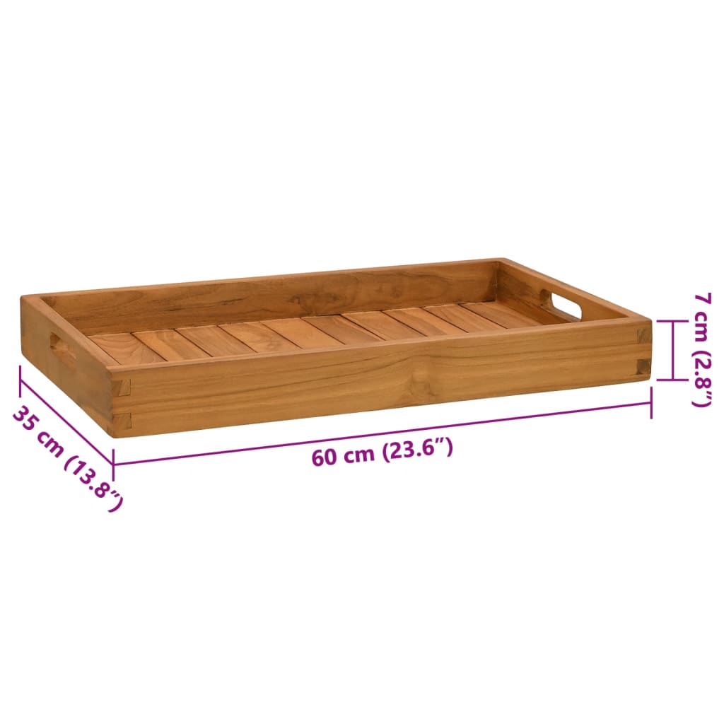 Serviertablett 60x60 cm Massivholz Teak