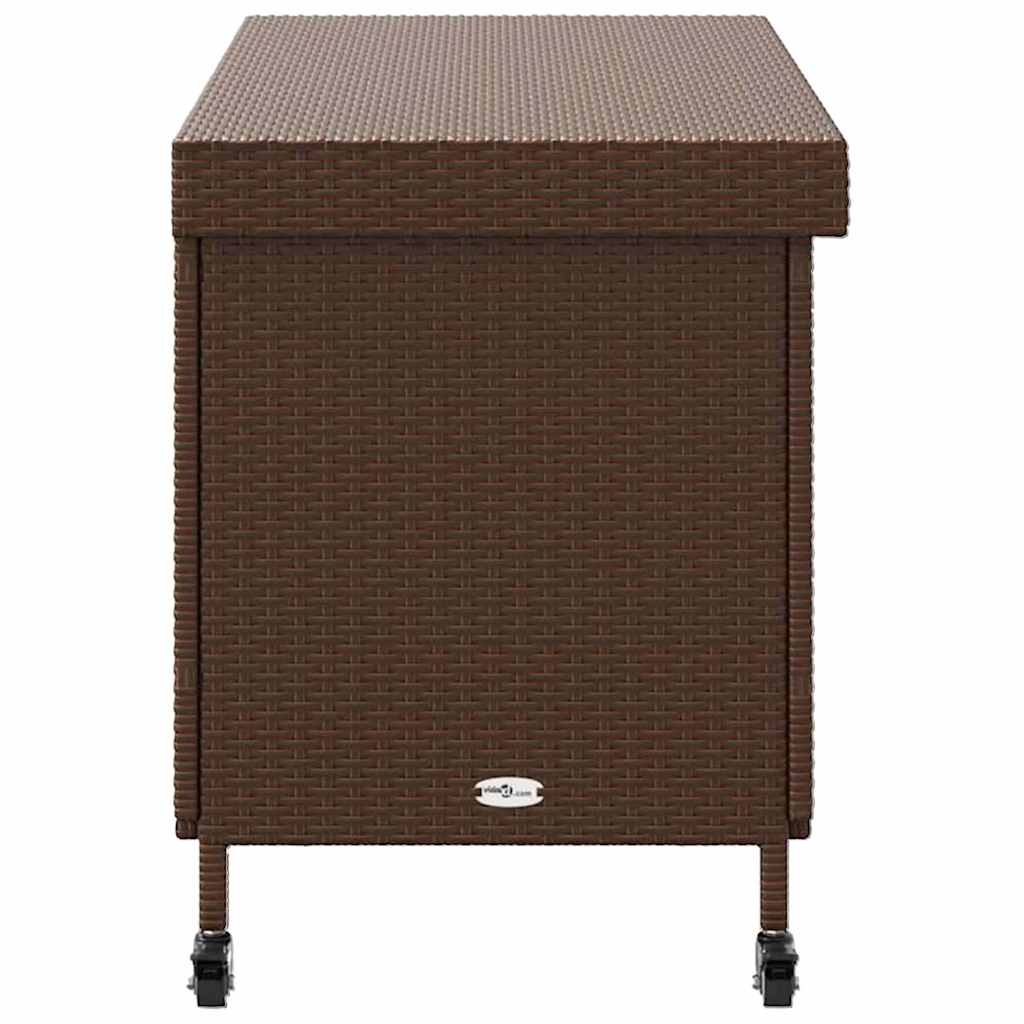 Gartentruhe mit Rollen Schwarz 110x55x73 cm Poly Rattan