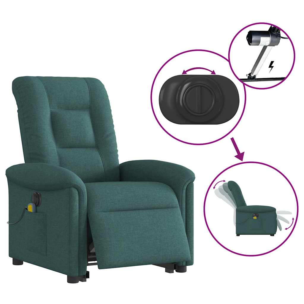 Massagesessel mit Aufstehhilfe Hellgrau Stoff