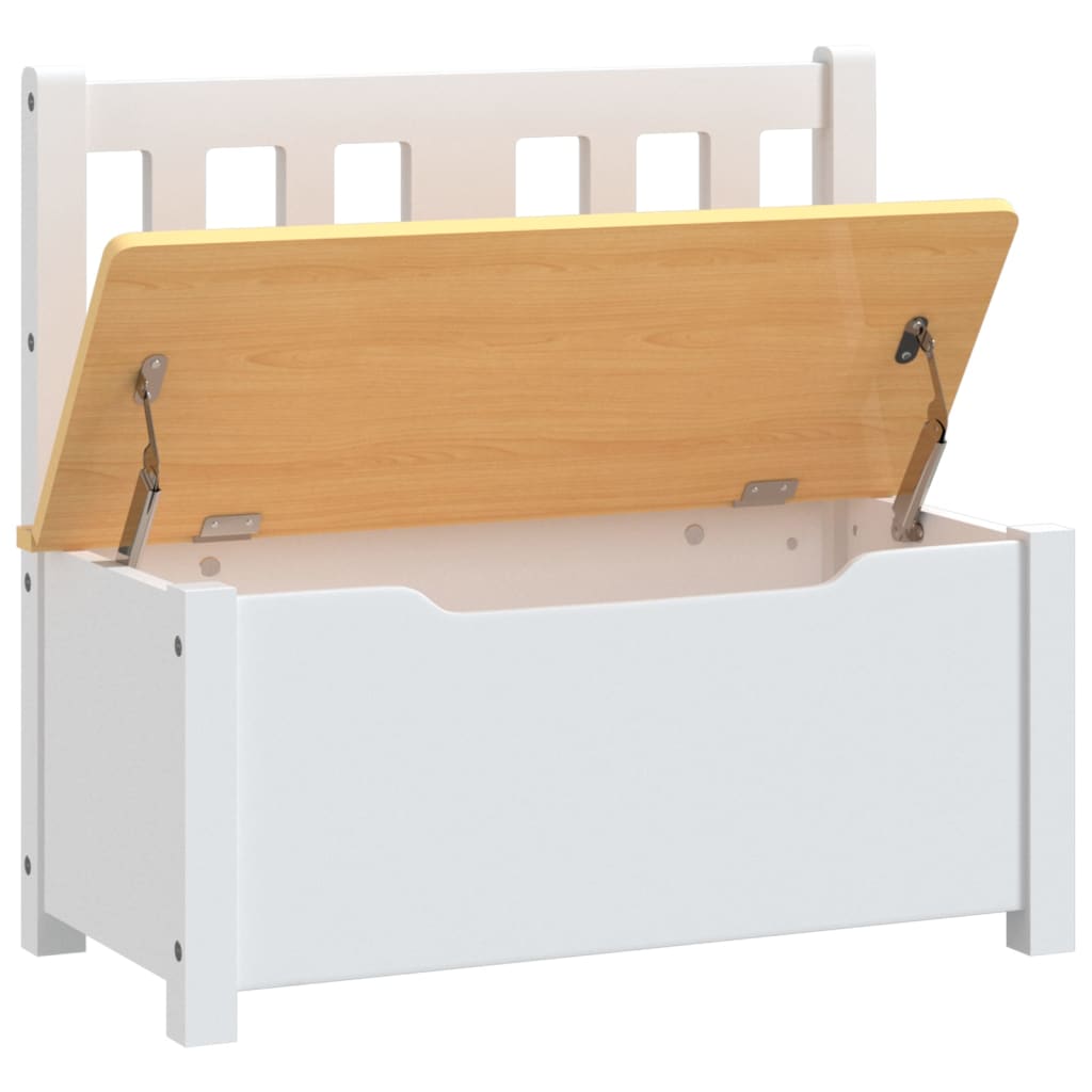 Kinderbank mit Stauraum Weiß und Grau 60x30x55 cm MDF