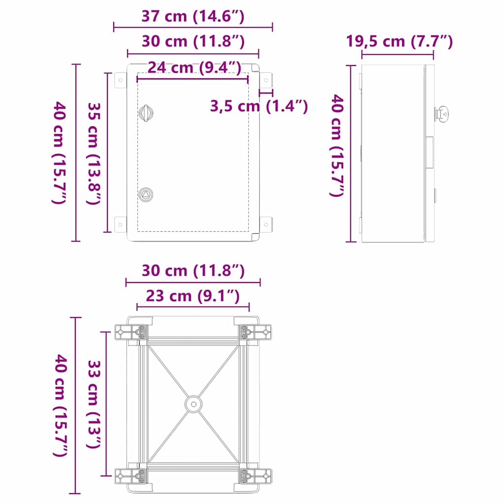 Steuerungsschrank Grau 25 x 13 x 24 cm ABS Kunststoff