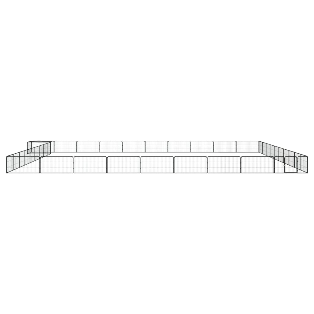 4-tlg. Hundelaufstall Schwarz 100x50cm Stahl Pulverbeschichtung