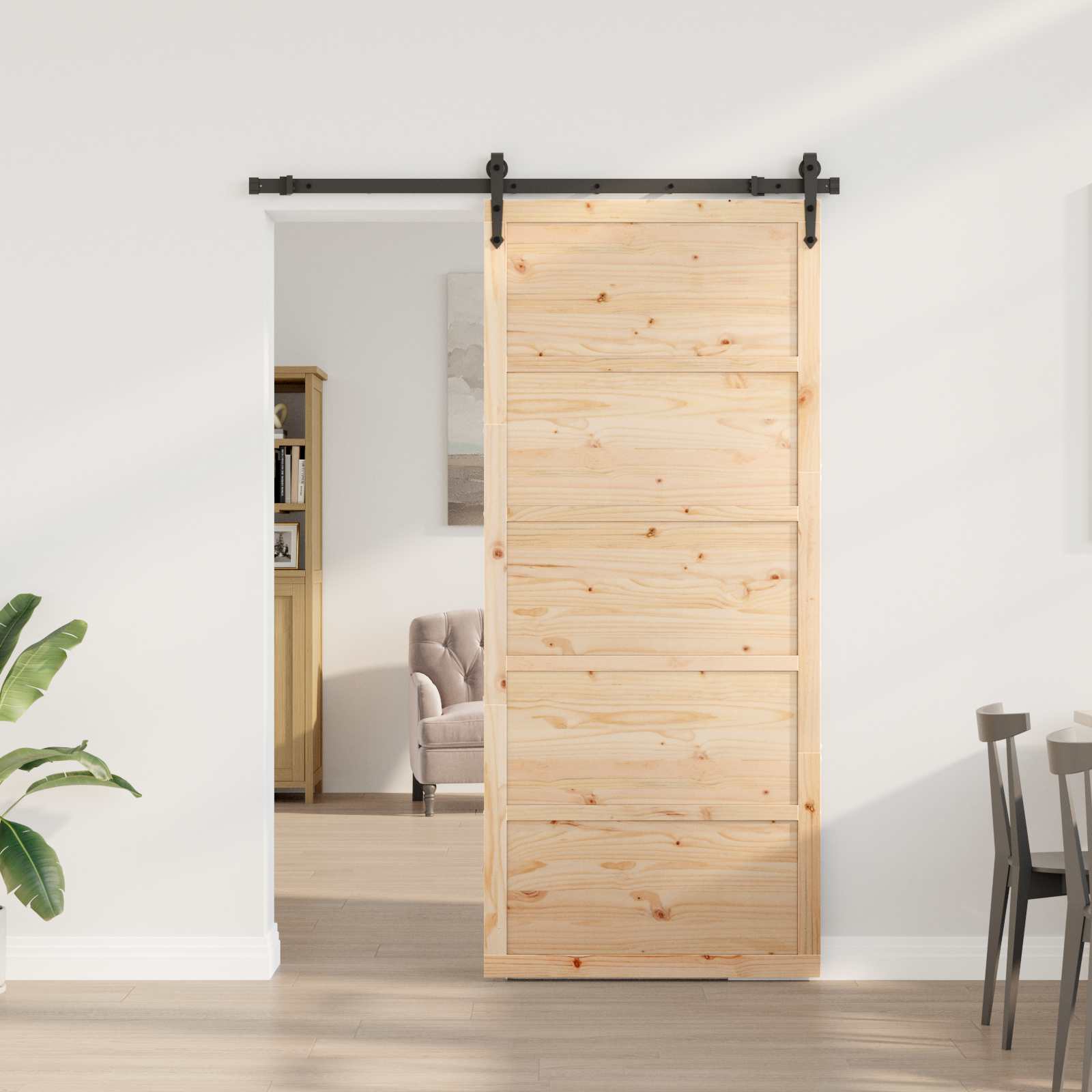 Schiebetür Natur 100 x 208 cm Massives Kiefernholz