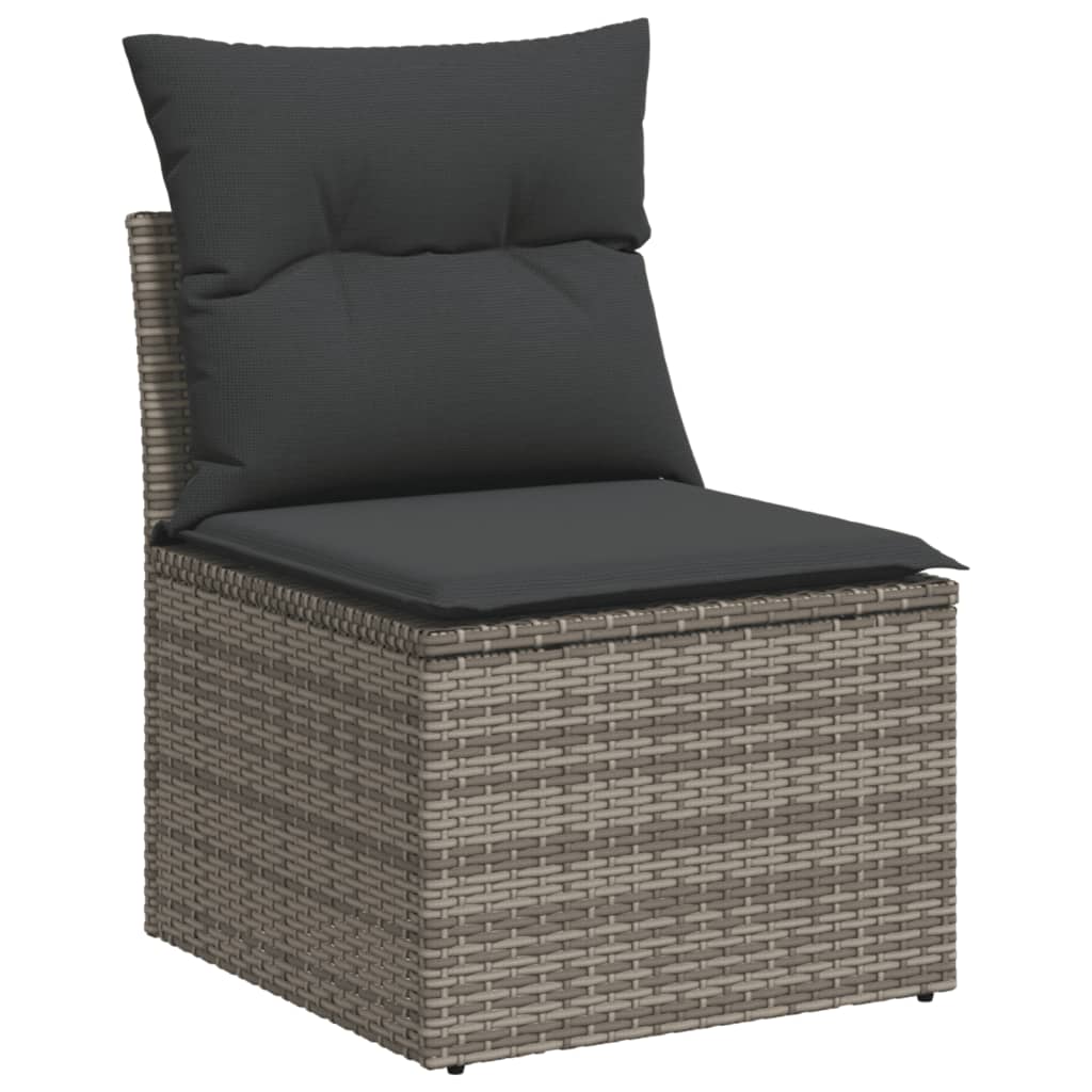 10-tlg. Garten-Sofagarnitur mit Kissen Beige Poly Rattan