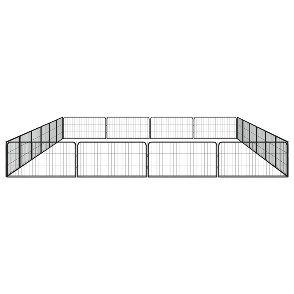4-tlg. Hundelaufstall Schwarz 100x50cm Stahl Pulverbeschichtung