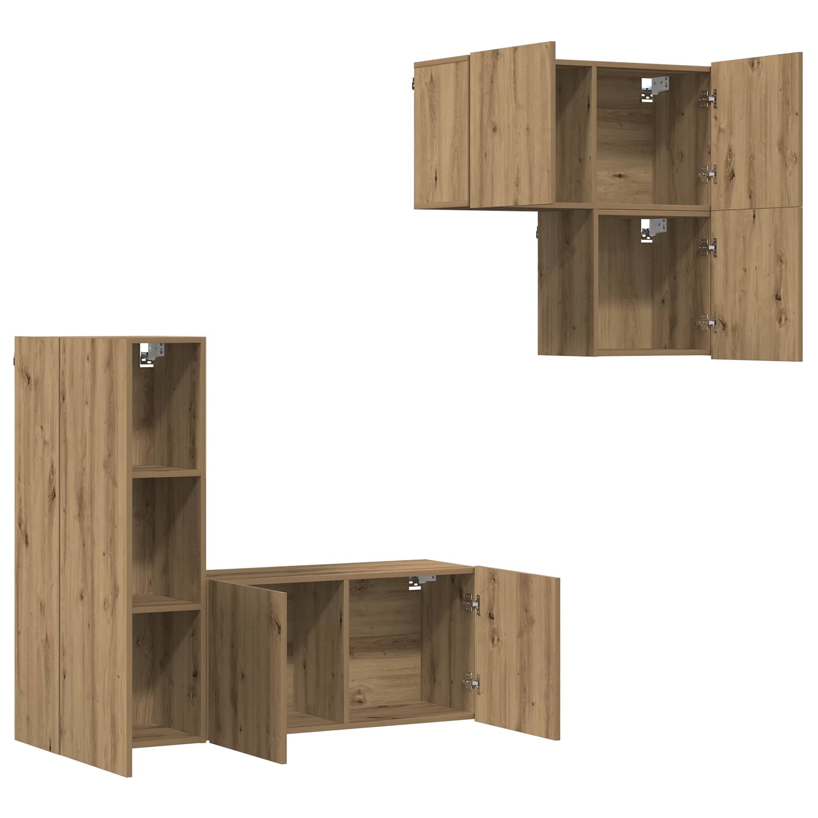 4-tlg. Wohnwand Weiß Holzwerkstoff