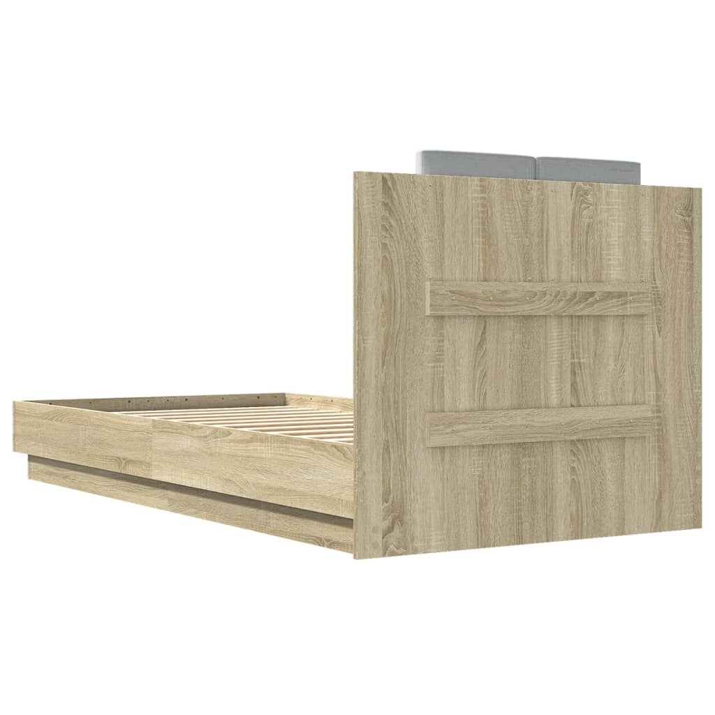 Bettgestell mit Kopfteil Grau Sonoma 180x200 cm Holzwerkstoff