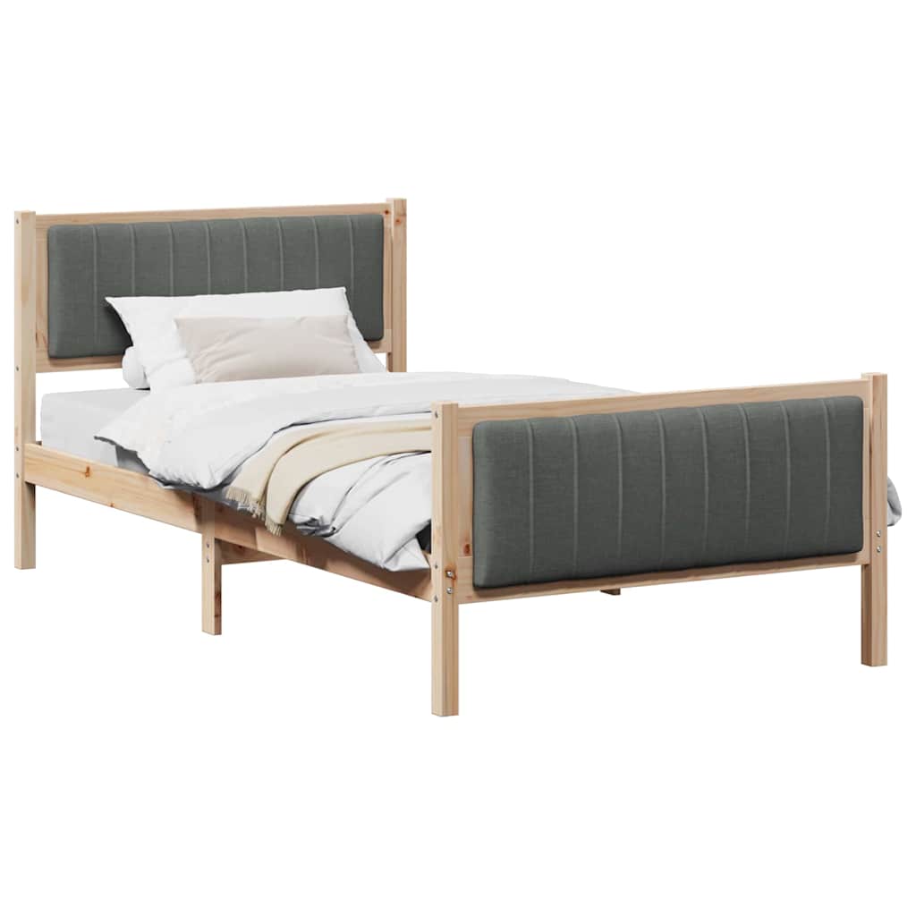 Bettgestell Braun und hellgrau 200 x 200 cm Massivholz Kiefer