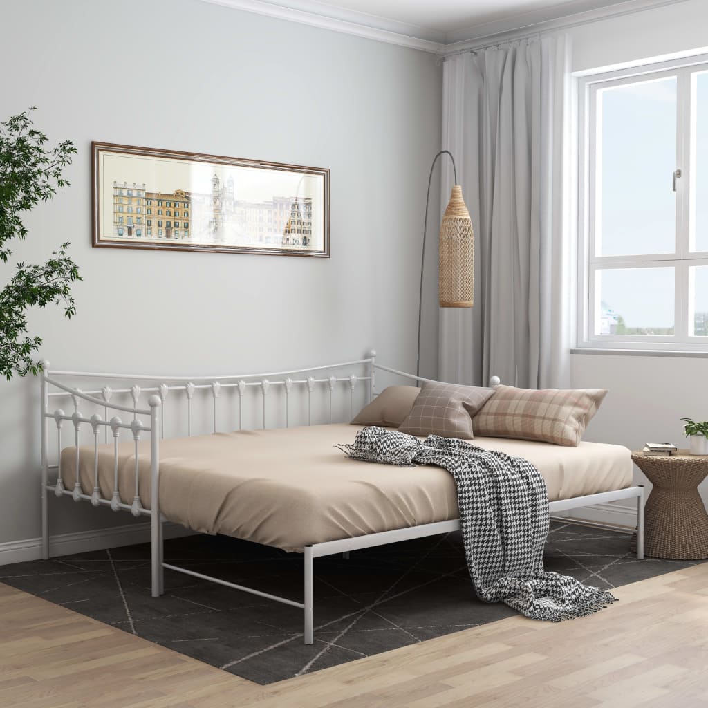 Ausziehsofa Bettgestell Schwarz Metall 90x200 cm