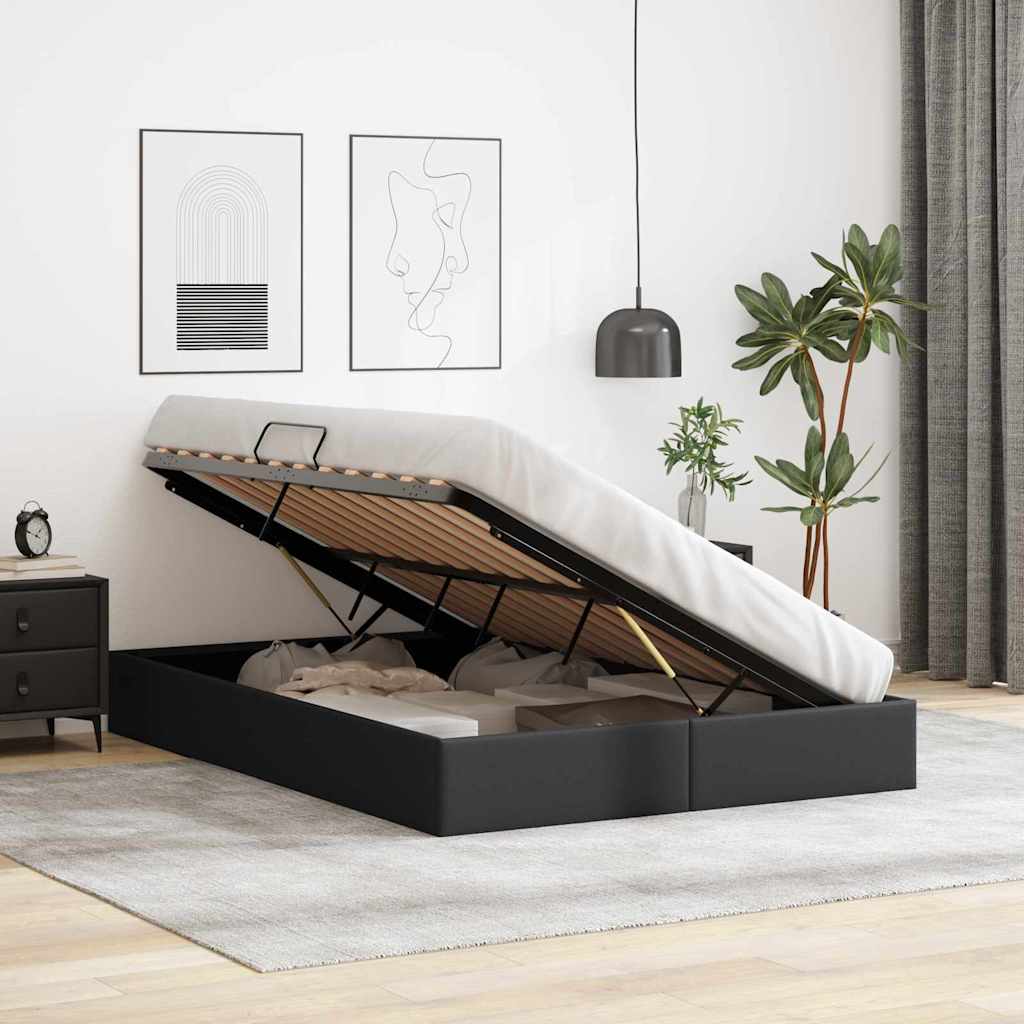 Aufbewahrungsbett mit Matratze Reinweiß 183 x 213 cm Kunstleder