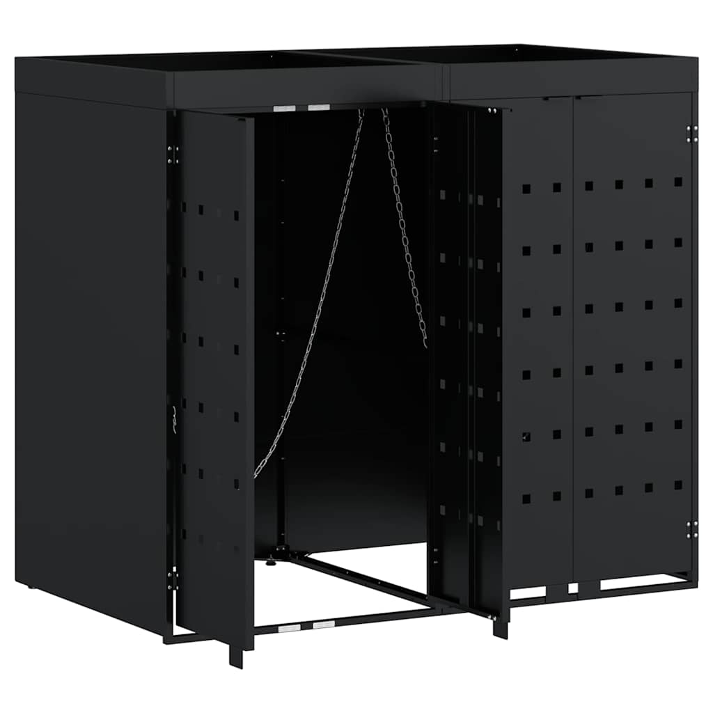 Mülltonnenbox für 2 Tonnen Schwarz 138x79x117 cm Stahl