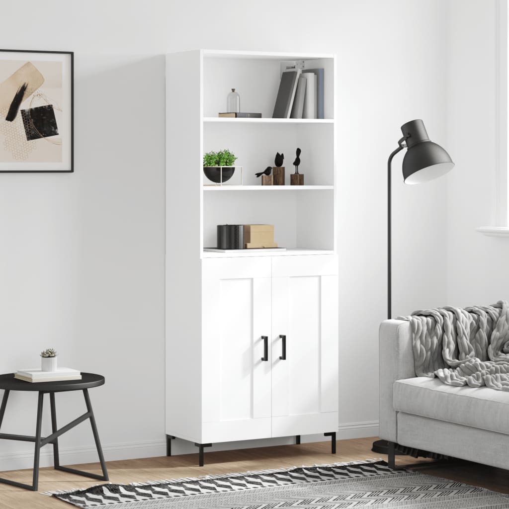 Highboard Hochglanz-Weiß 69,5x34x180 cm Holzwerkstoff