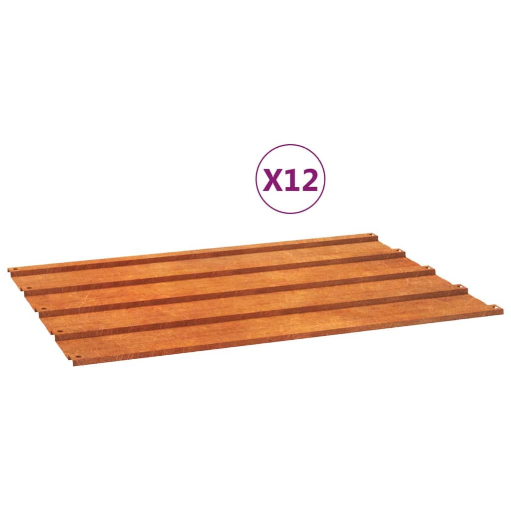 Dachplatten 12 Stk. Rostig 100x44 cm Cortenstahl