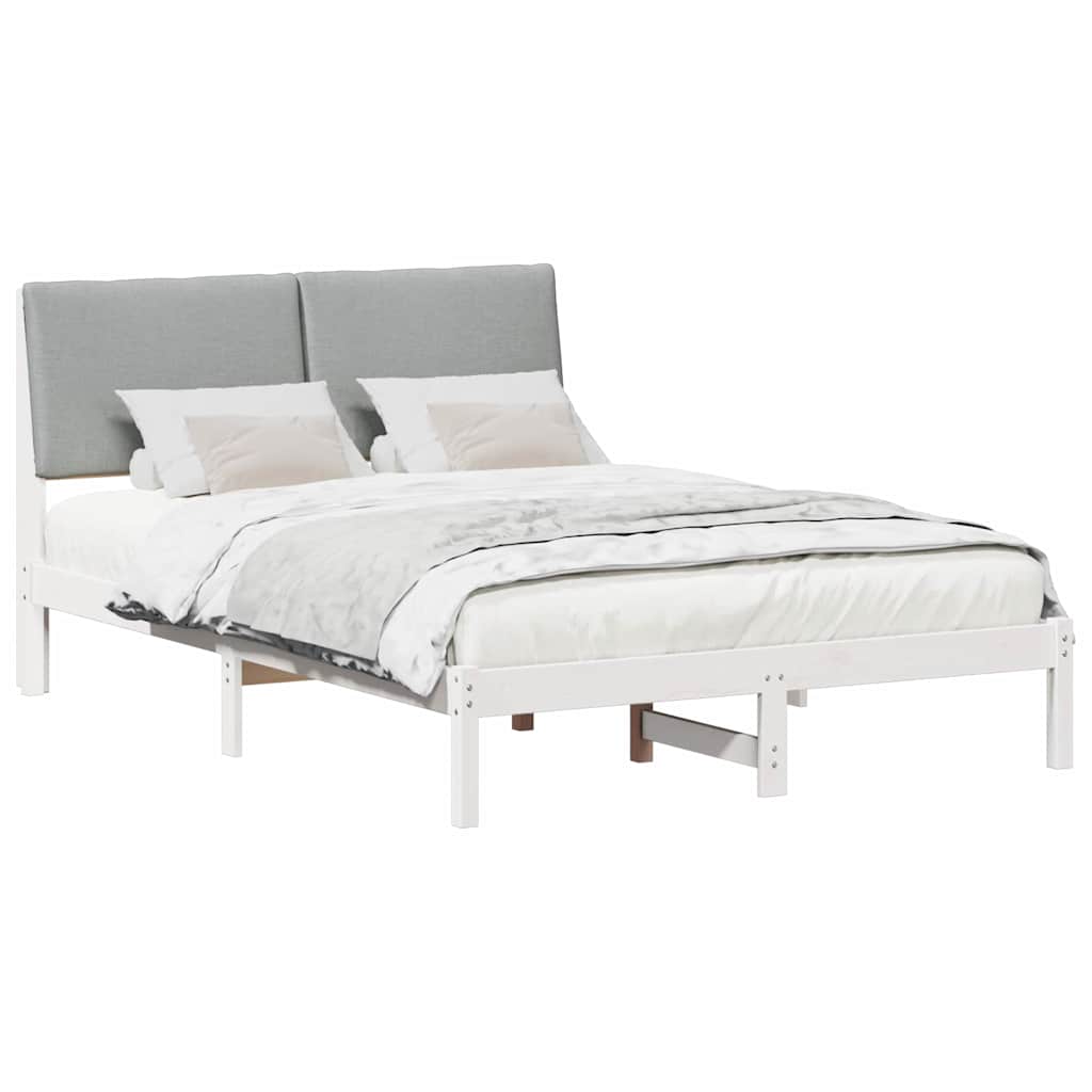 Bettgestell Braun und hellgrau 200 x 200 cm Massivholz Kiefer