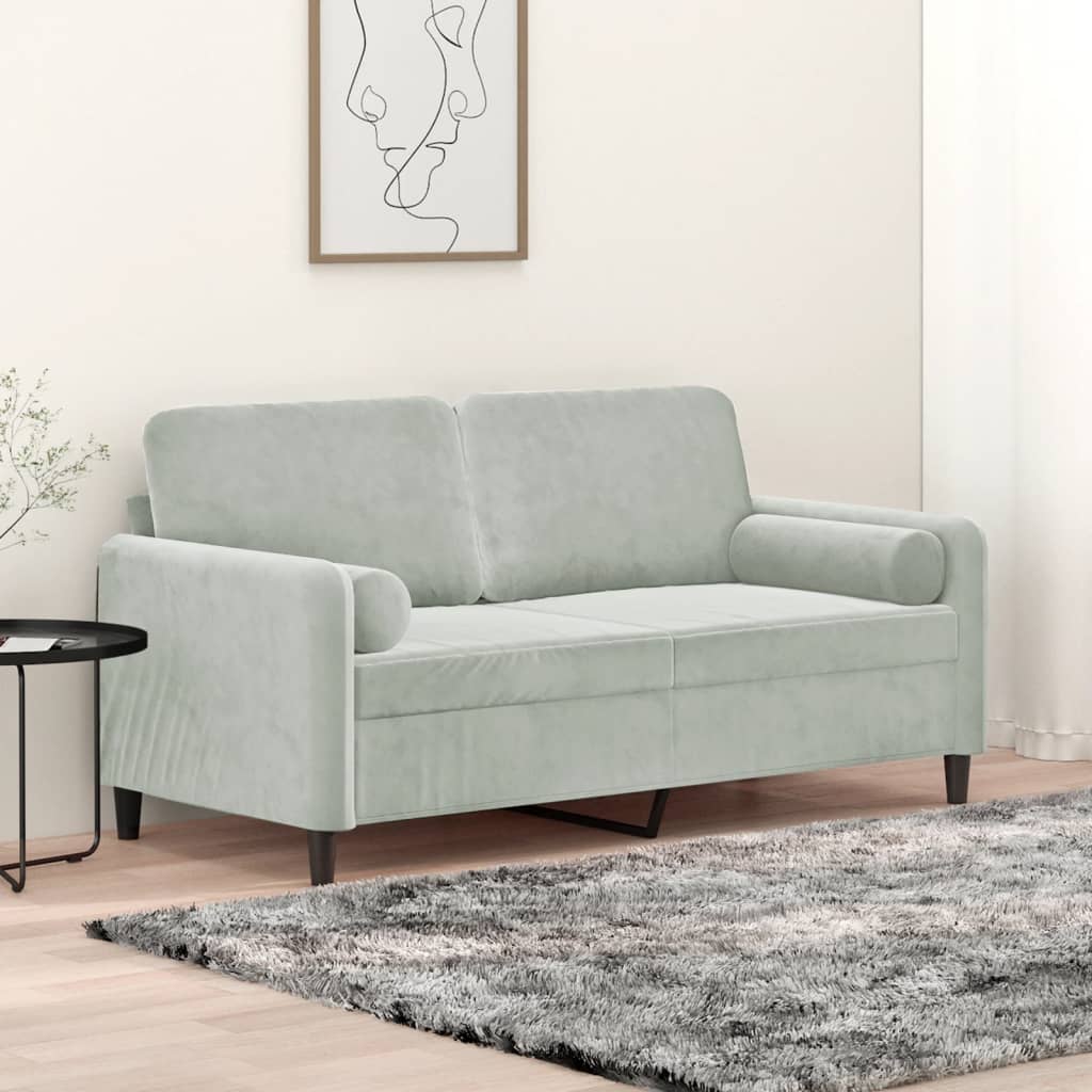 2-Sitzer-Sofa mit Zierkissen Dunkelgrün 120 cm Samt