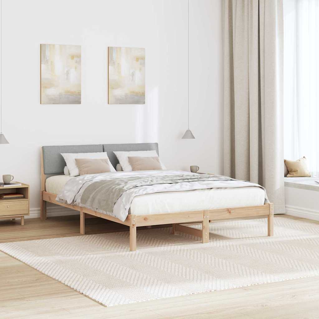 Bettgestell Braun und hellgrau 200 x 200 cm Massivholz Kiefer