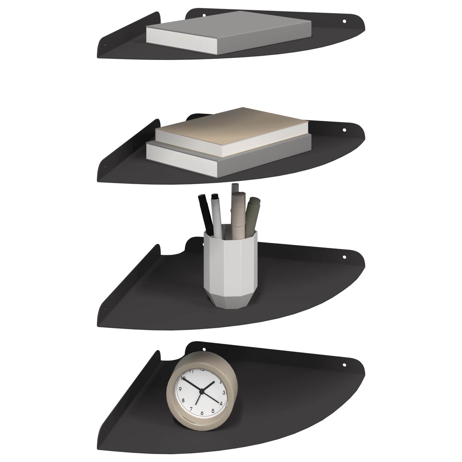 Schwebendes Regal mit Regal 2 pcs Schwarz 15 x 15 x 2 cm