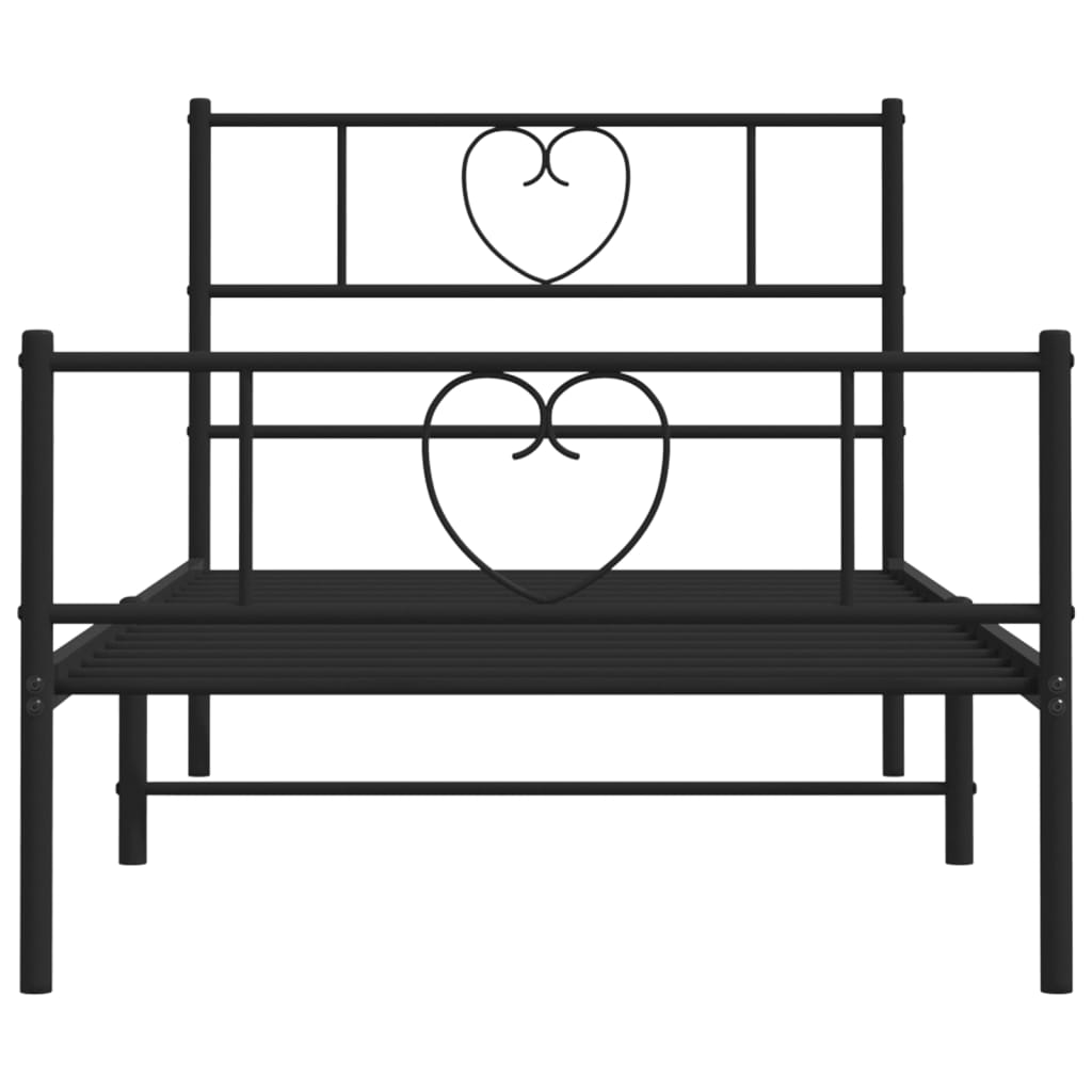 Bettgestell mit Kopfteil Metall Schwarz 100x190 cm