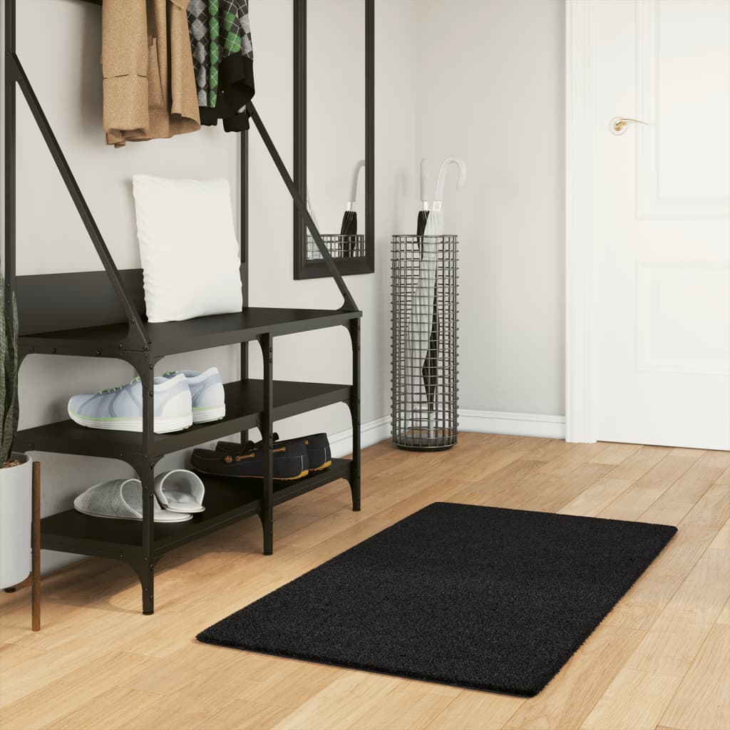 Teppich HUARTE Kurzflor Weich und Waschbar Anthrazit 60x110 cm
