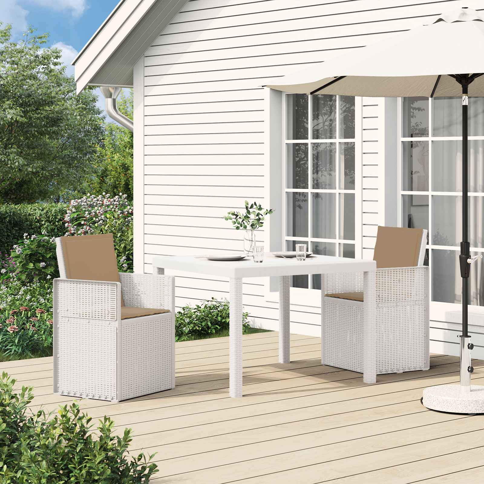 Garten Esszimmerstühle 2 pcs Weiß und Hellgrau PP
