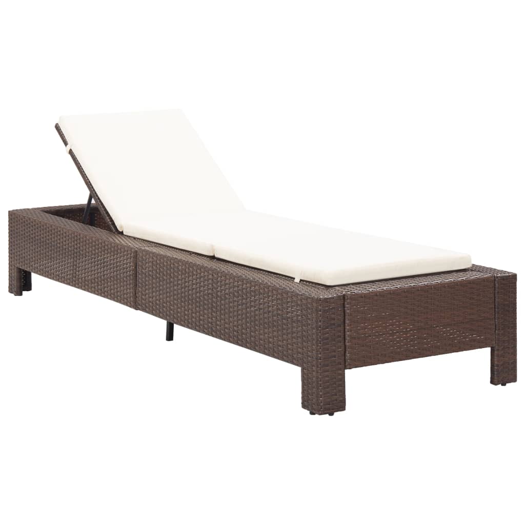 Sonnenliege mit Auflage Grau Poly Rattan