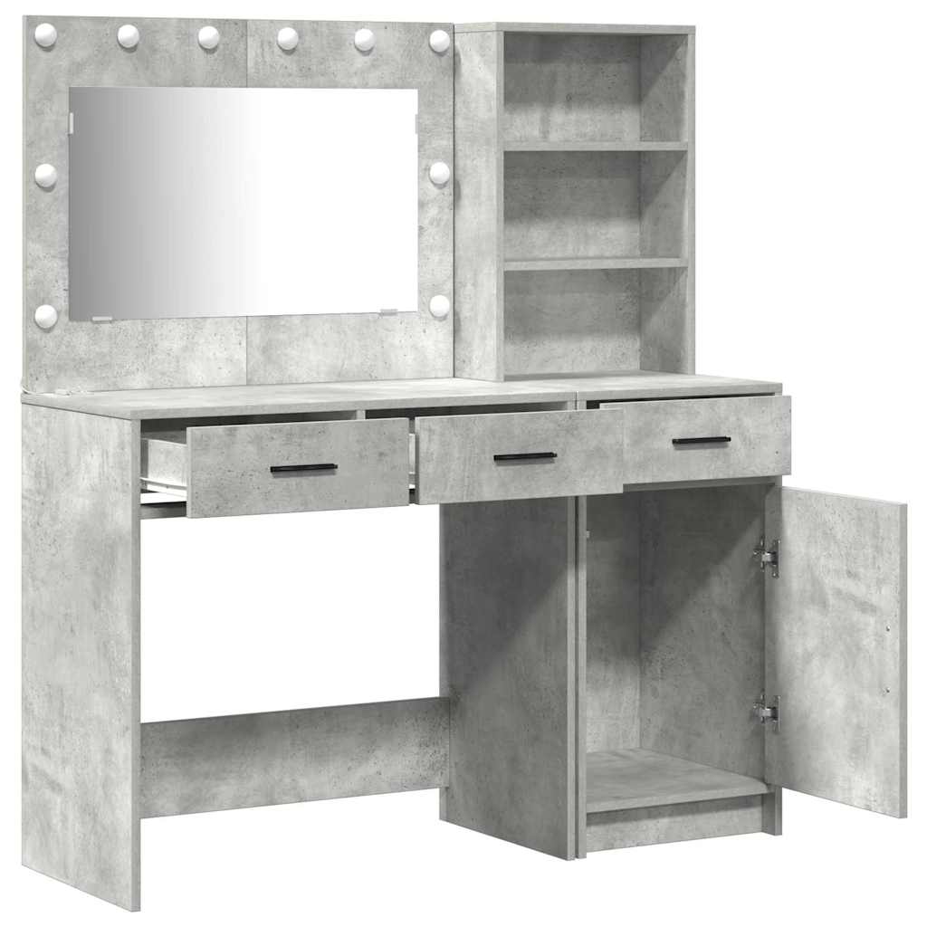 Schminktisch mit Spiegelbeleuchtung 2 pcs Weiß Holzwerkstoff
