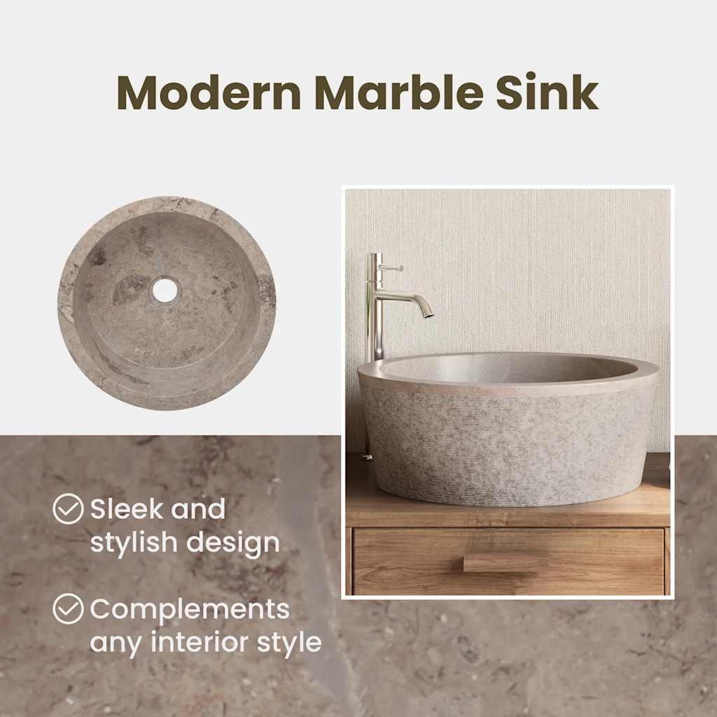 Waschbecken Creme Ø40x15 cm Marmor