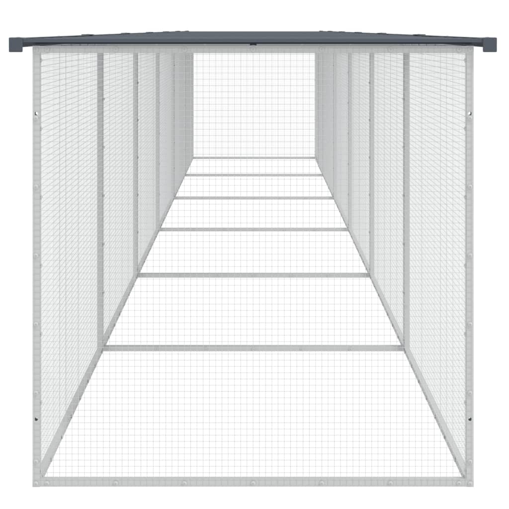 Hühnerkäfig mit Dach Anthrazit 203x98x90 cm Verzinkter Stahl