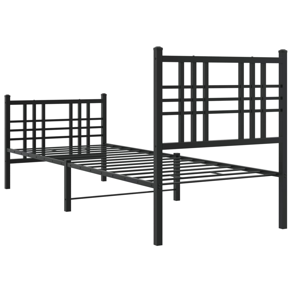 Bettgestell mit Kopf- und Fußteil Metall Schwarz 90x200 cm