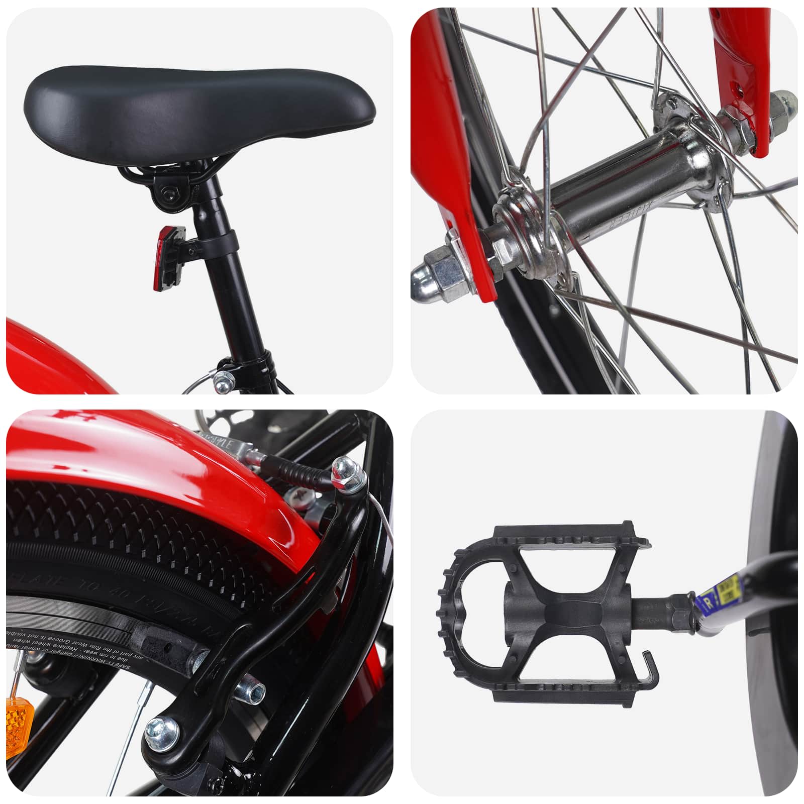 Kinderfahrrad 12 Zoll für 2-4 Jahre alt Schwarz Rot