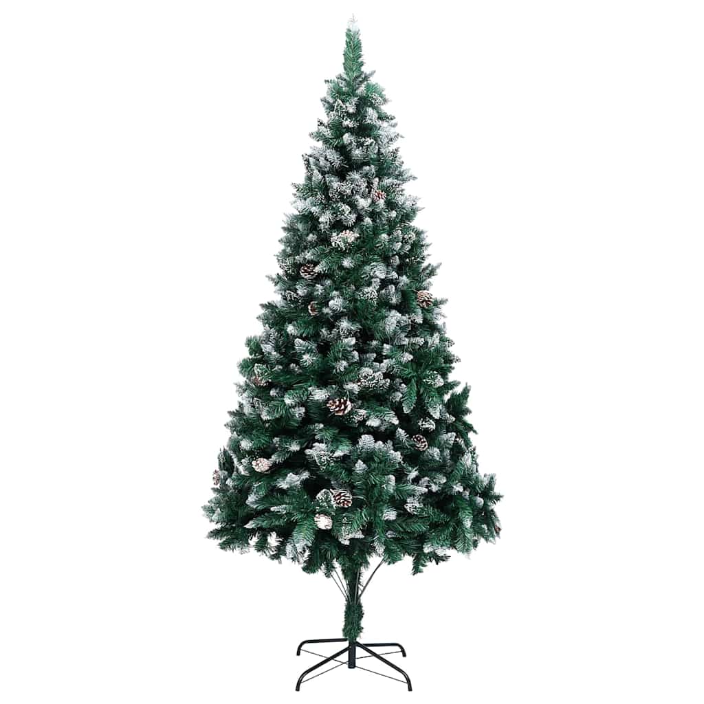 Künstlicher Weihnachtsbaum mit LEDs Kugeln Zapfen 150 cm