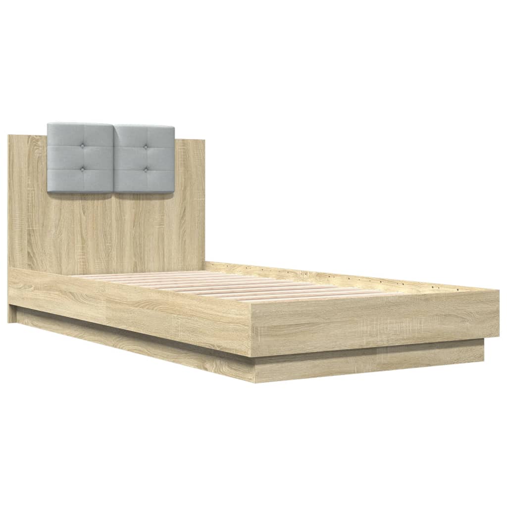 Bettgestell mit Kopfteil Grau Sonoma 180x200 cm Holzwerkstoff