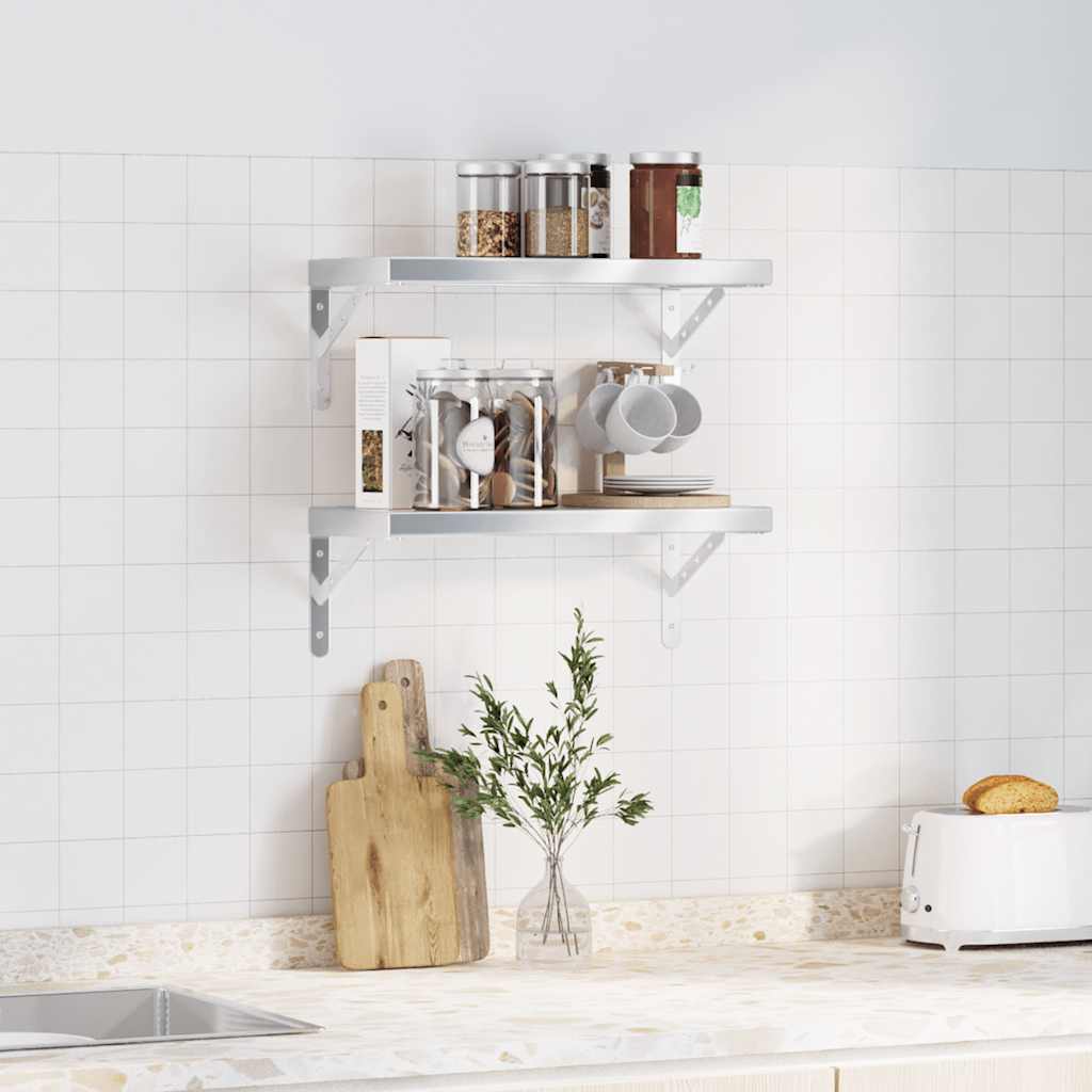 Wandregale 2 Stk. 100x40 cm Silbern Edelstahl